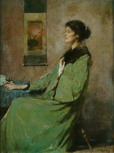 Thomas Dewing Portrait of a Lady Holding a Rose